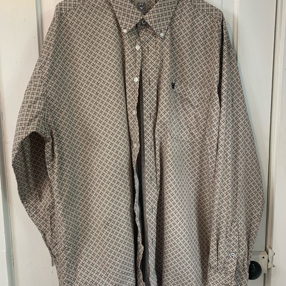 Cinch Men's Beige Checkered Button Down Shirt